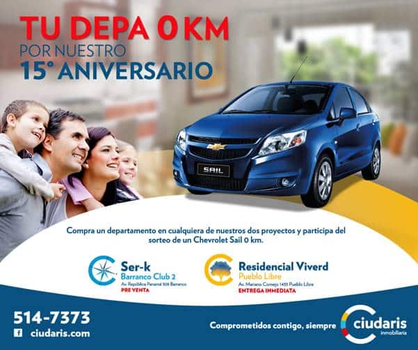 Ciudaris te regala un Chevrolet 0 KM por su 15 aniversario